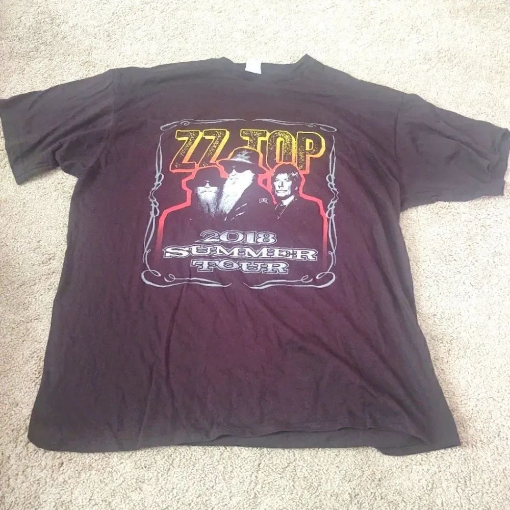 ZZ Top 2018 Summer Tour Graphic T-shirt Black Size XL, Rock N Roll PRE-OWNED